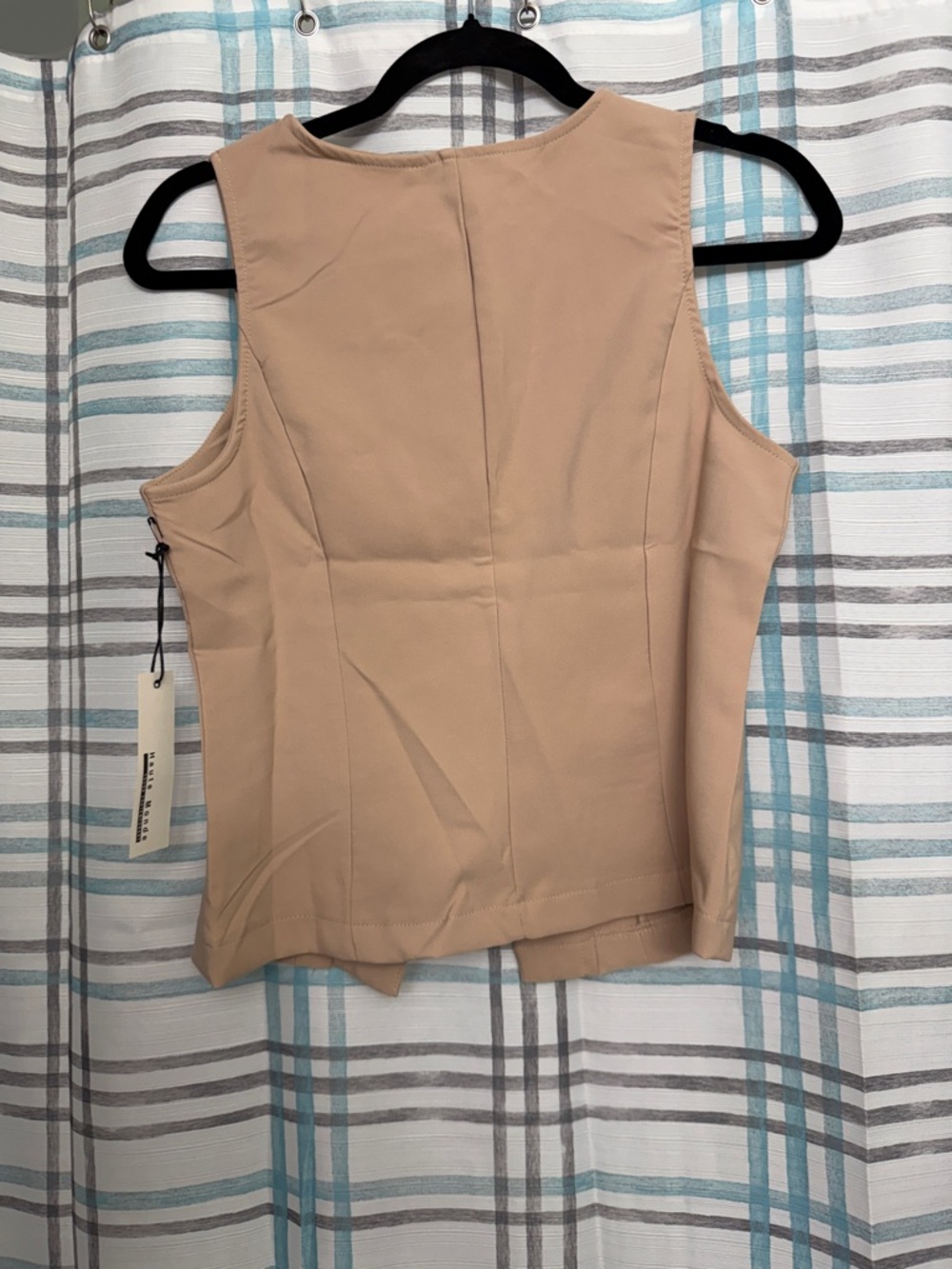 Haute Monde Beige Sleeveless Button Vest & Wide-Leg Pants Set - Picture 3 of 4